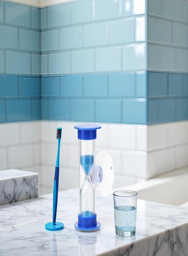 Tustao 2 Minute Sand Timer for Kids, Blue Toothbrush Timer for Kids 2mins / 3mins Sand Clock Timer Plastic Suction Cup Hourglass Sandglass Desktop Ornament Party Favors - Image 3
